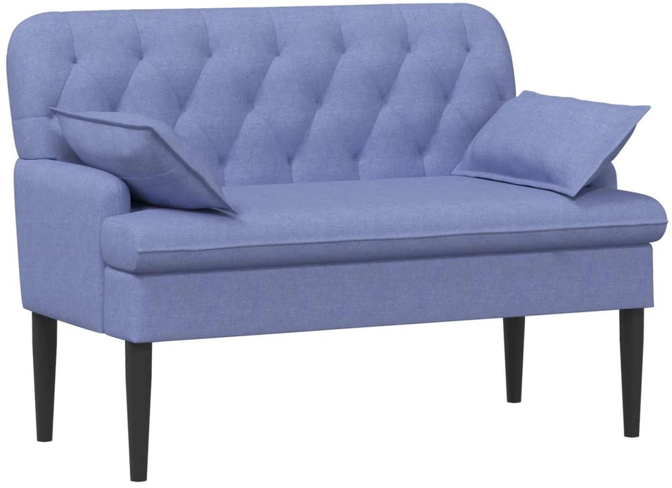 Sofa Minkštas kampas su mygtukų apmušalais Džinsinės mėlynos Audinys