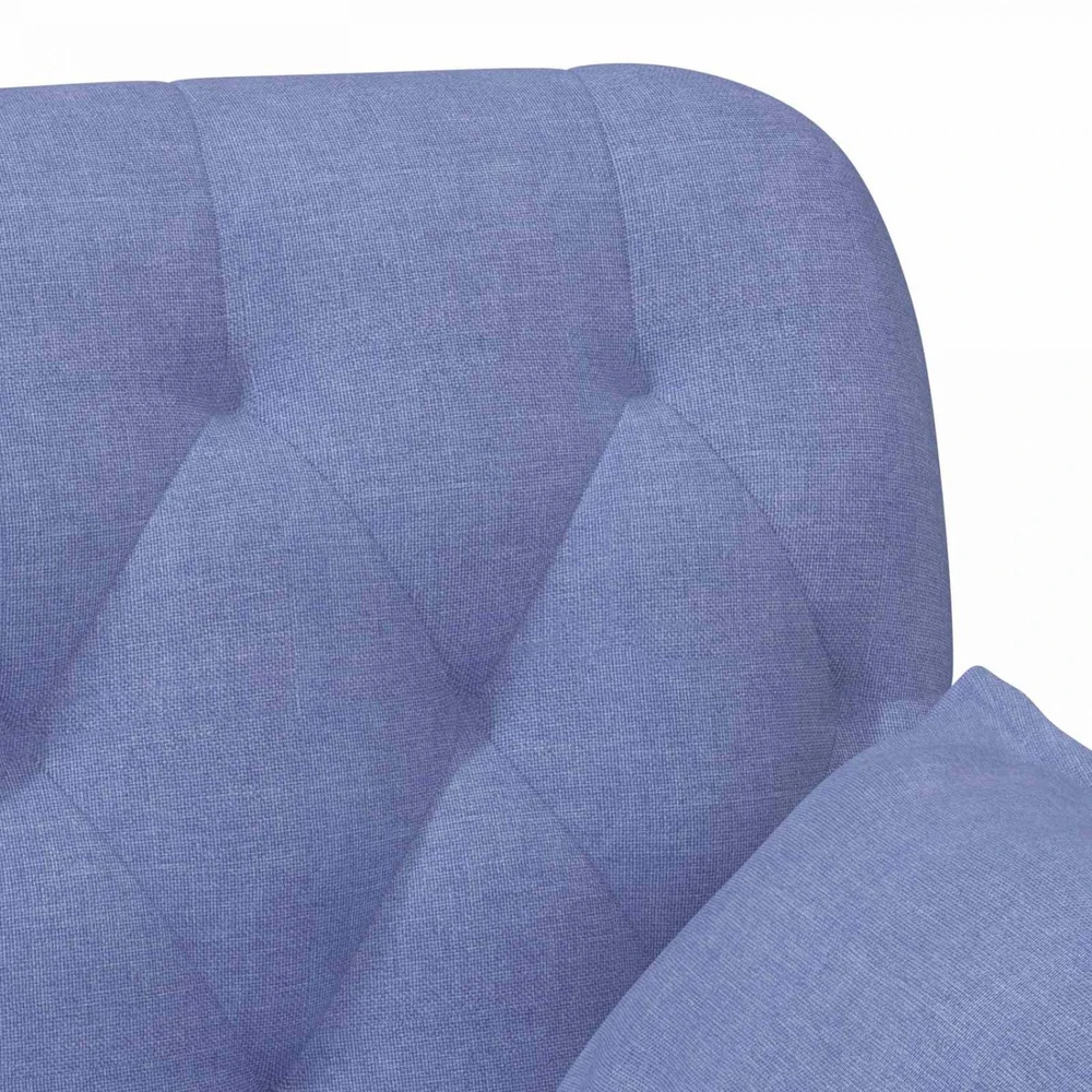 Sofa Minkštas kampas su mygtukų apmušalais Džinsinės mėlynos Audinys