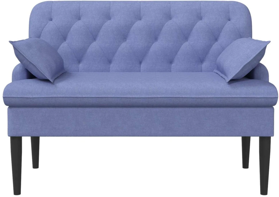 Sofa Minkštas kampas su mygtukų apmušalais Džinsinės mėlynos Audinys