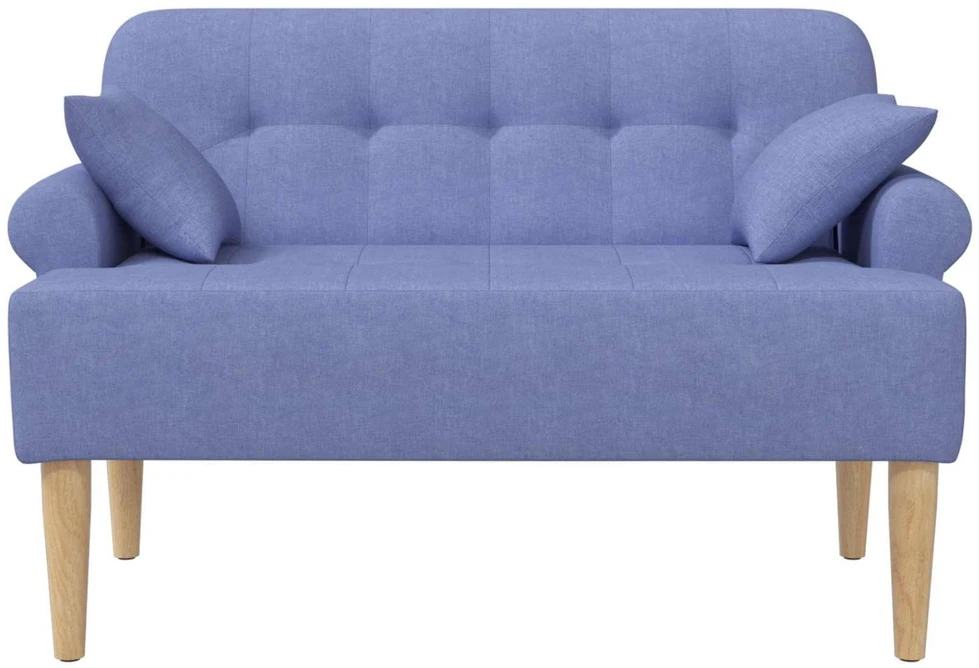 Sofa Minkštas kampas su mygtukų apmušalais Džinsinės mėlynos Audinys