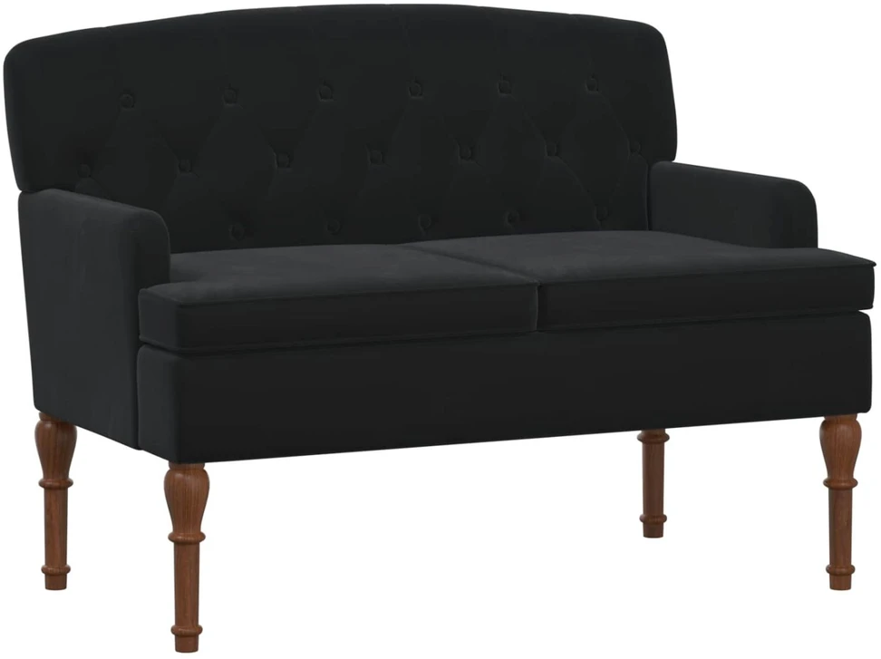 Sofa Minkštas kampas su mygtukų apmušalais Juoda 111 x 65 x 79 cm
