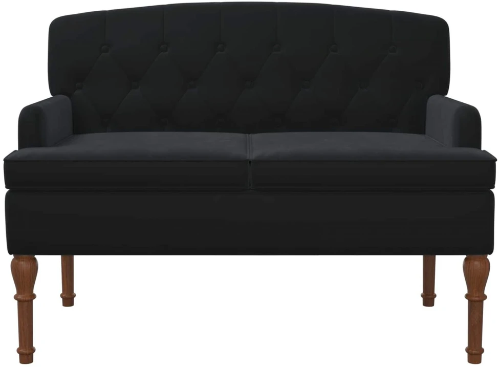 Sofa Minkštas kampas su mygtukų apmušalais Juoda 111 x 65 x 79 cm