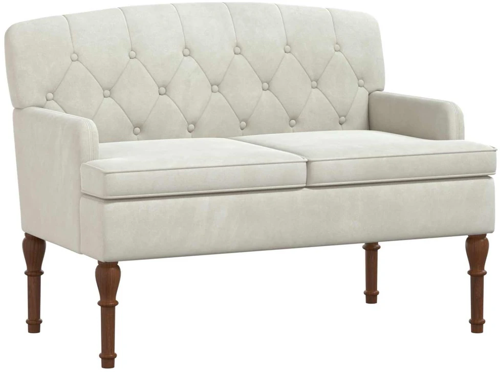 Sofa Minkštas kampas su mygtukų apmušalais Kreminė 111 x 65 x 79 cm