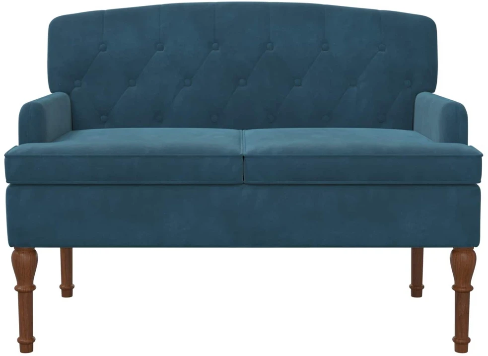 Sofa Minkštas kampas su mygtukų apmušalais Mėlyna 111 x 65 x 79 cm