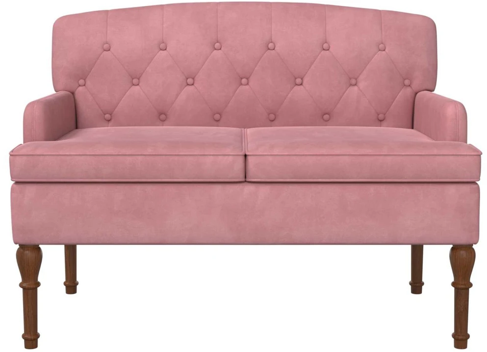 Sofa Minkštas kampas su mygtukų apmušalais Rožinė 111 x 65 x 79 cm