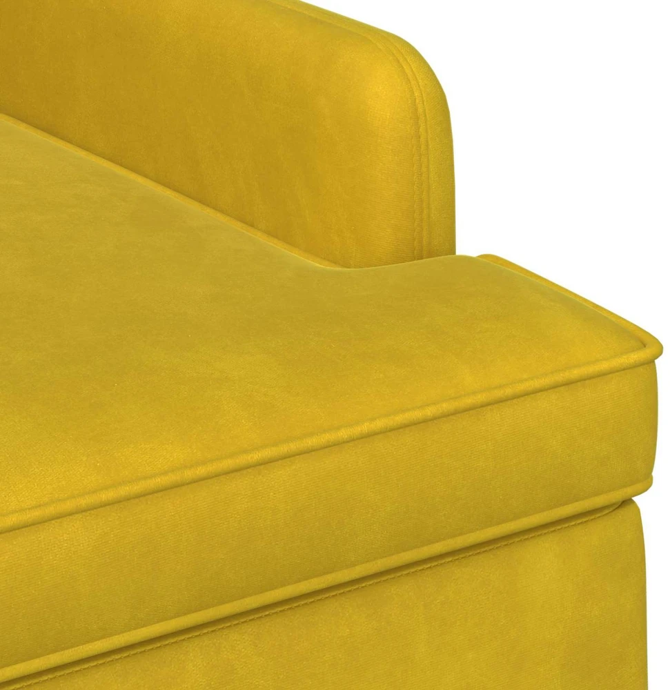 Sofa Minkštas kampas su mygtukų apmušalais Šviesi geltona Aksomas