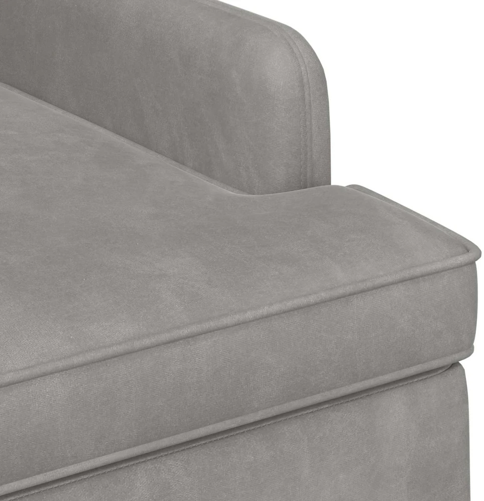 Sofa Minkštas kampas su mygtukų apmušalais Šviesiai pilka Aksomas