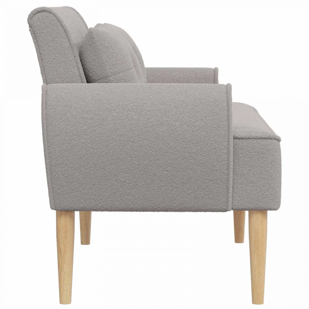 Sofa Minkštas kampas su mygtukų apmušalais Šviesiai pilka Bouclé