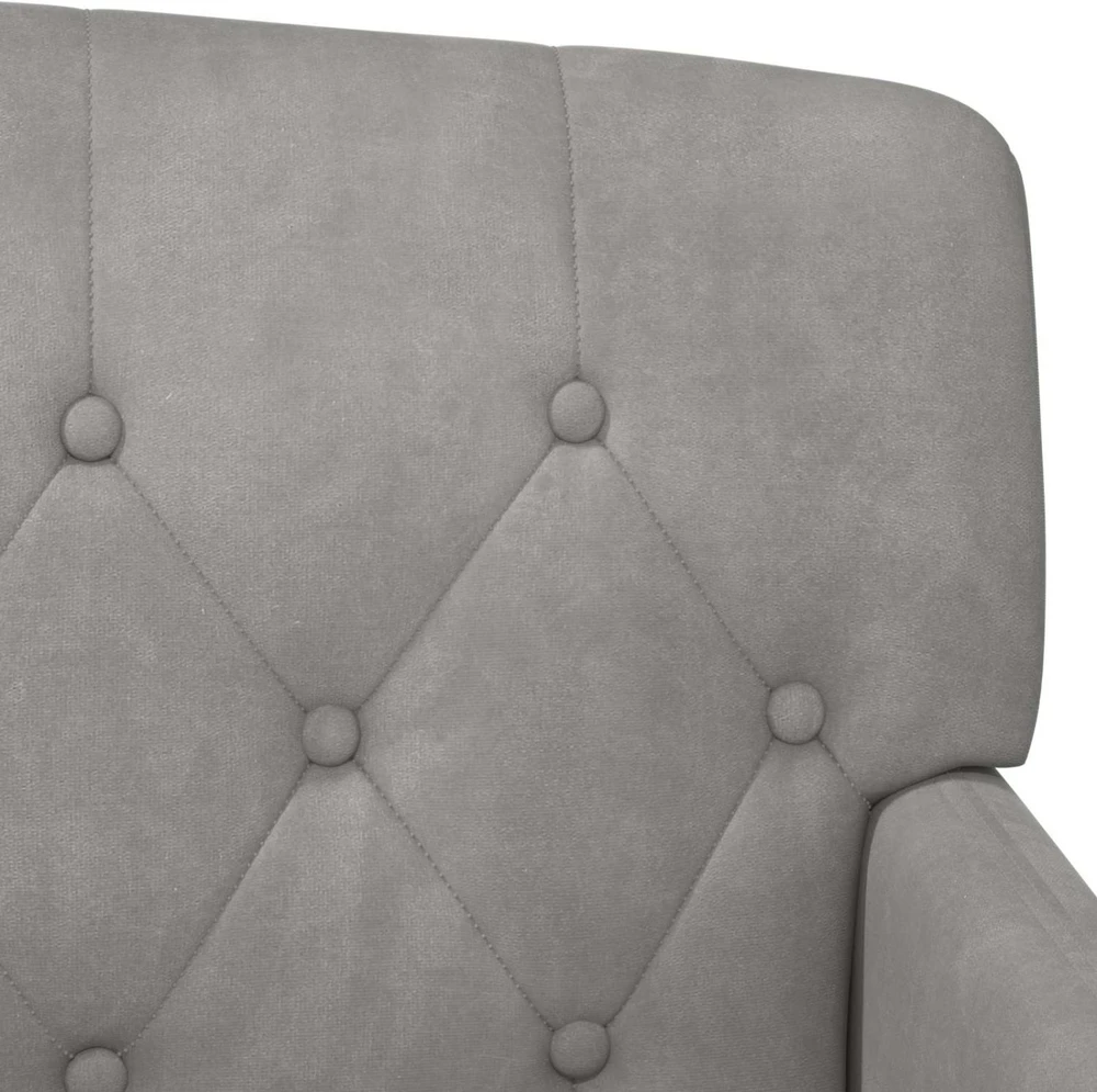 Sofa Minkštas kampas su mygtukų apmušalais Šviesiai pilka Aksomas