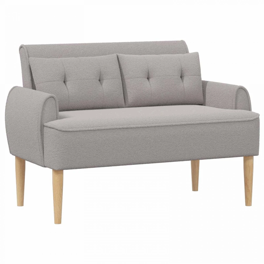 Sofa Minkštas kampas su mygtukų apmušalais Šviesiai pilka Bouclé