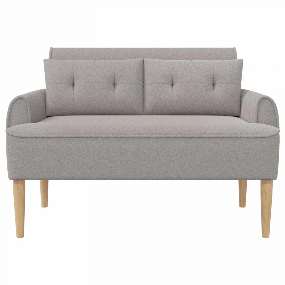 Sofa Minkštas kampas su mygtukų apmušalais Šviesiai pilka Bouclé