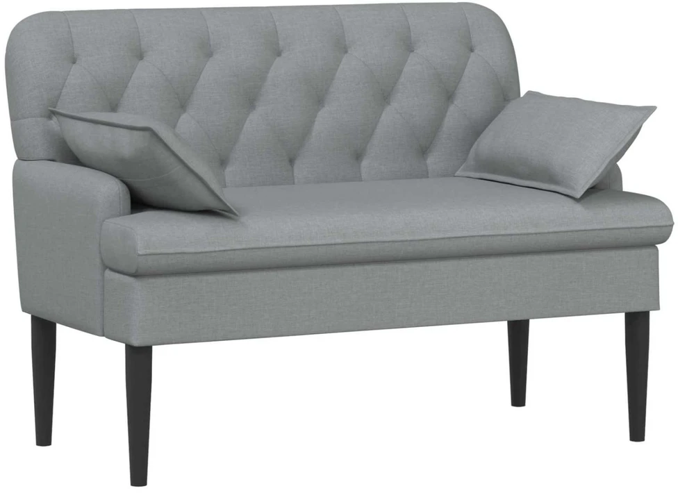 Sofa Minkštas kampas su mygtukų apmušalais Šviesiai pilka Audinys