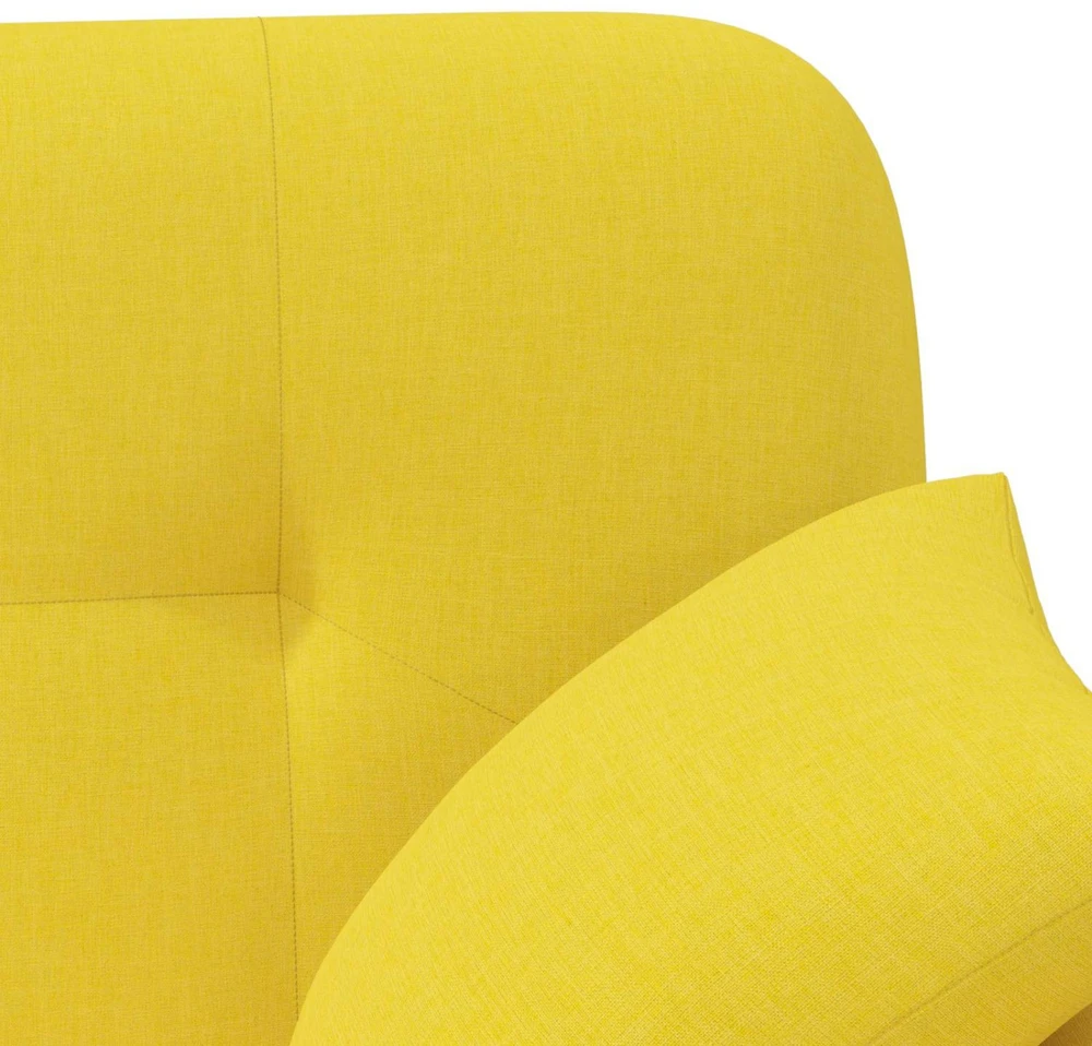 Sofa Minkštas kampas su mygtukų apmušalais Šviesiai geltona Audinys