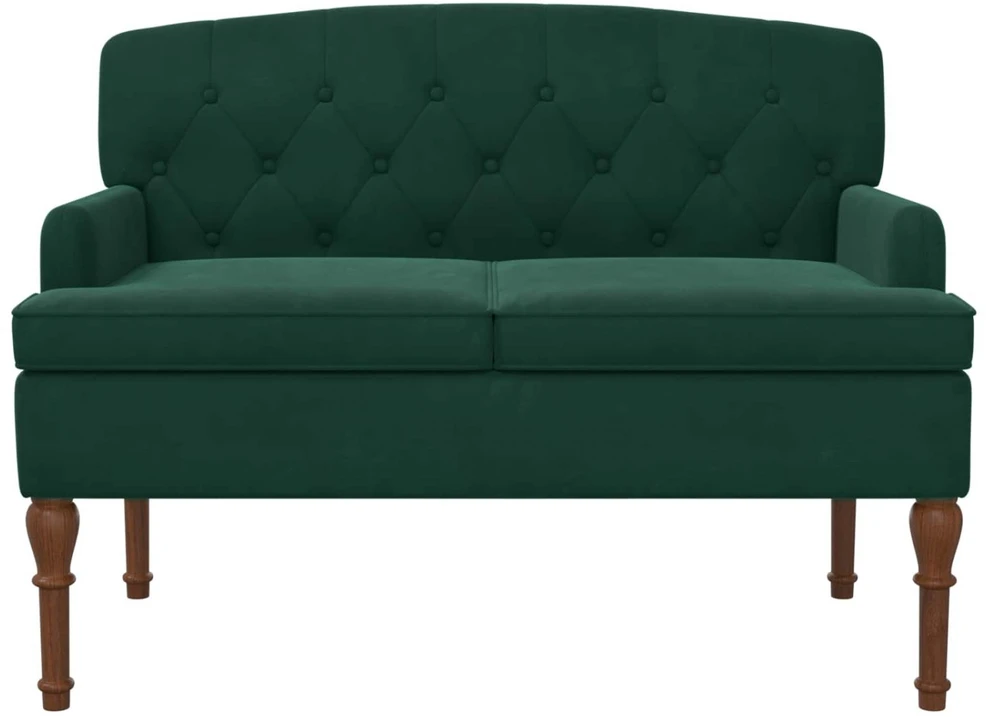 Sofa Minkštas kampas su mygtukų apmušalais Tamsiai žalia Aksomas