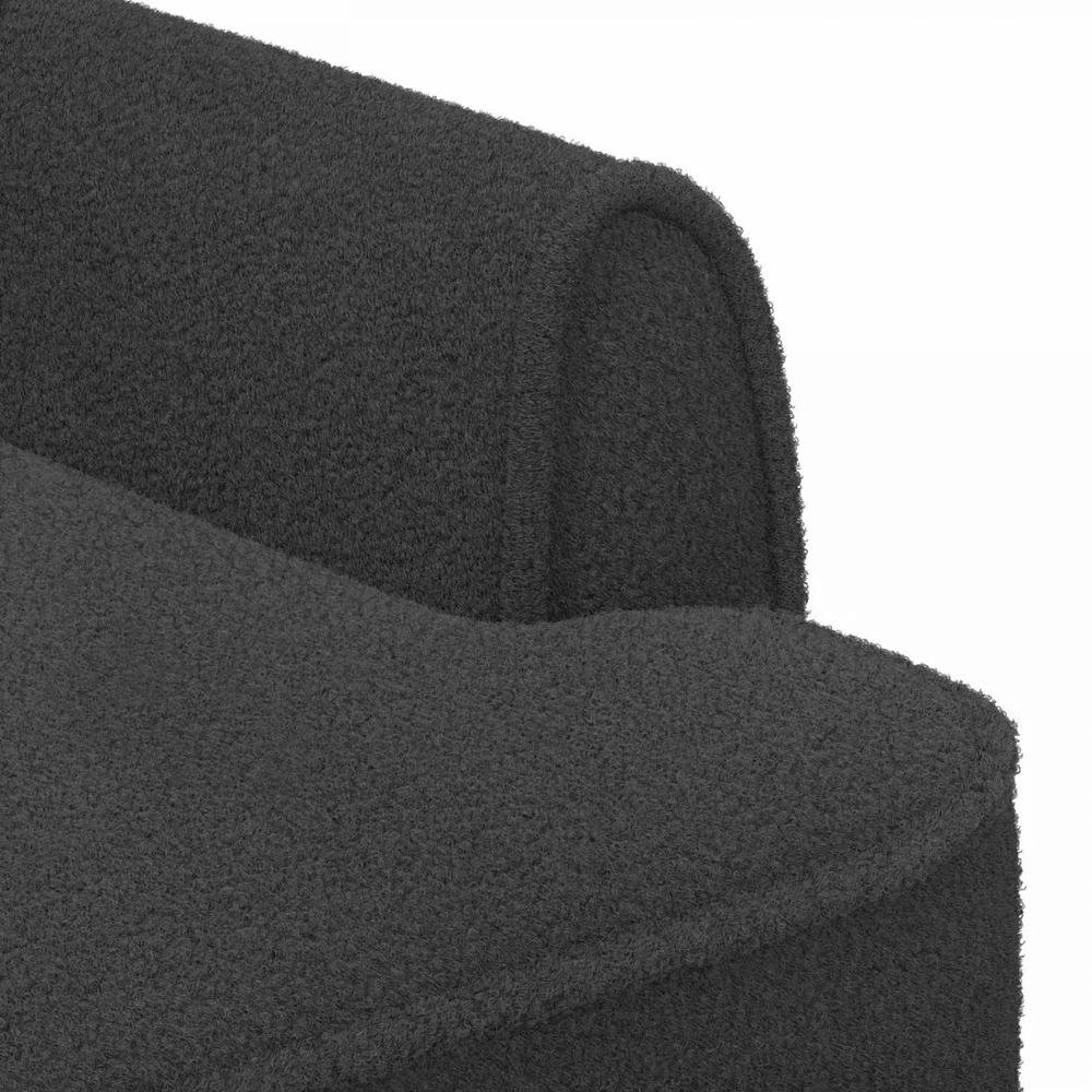 Sofa Minkštas kampas su mygtukų apmušalais Tamsiai pilka Bouclé