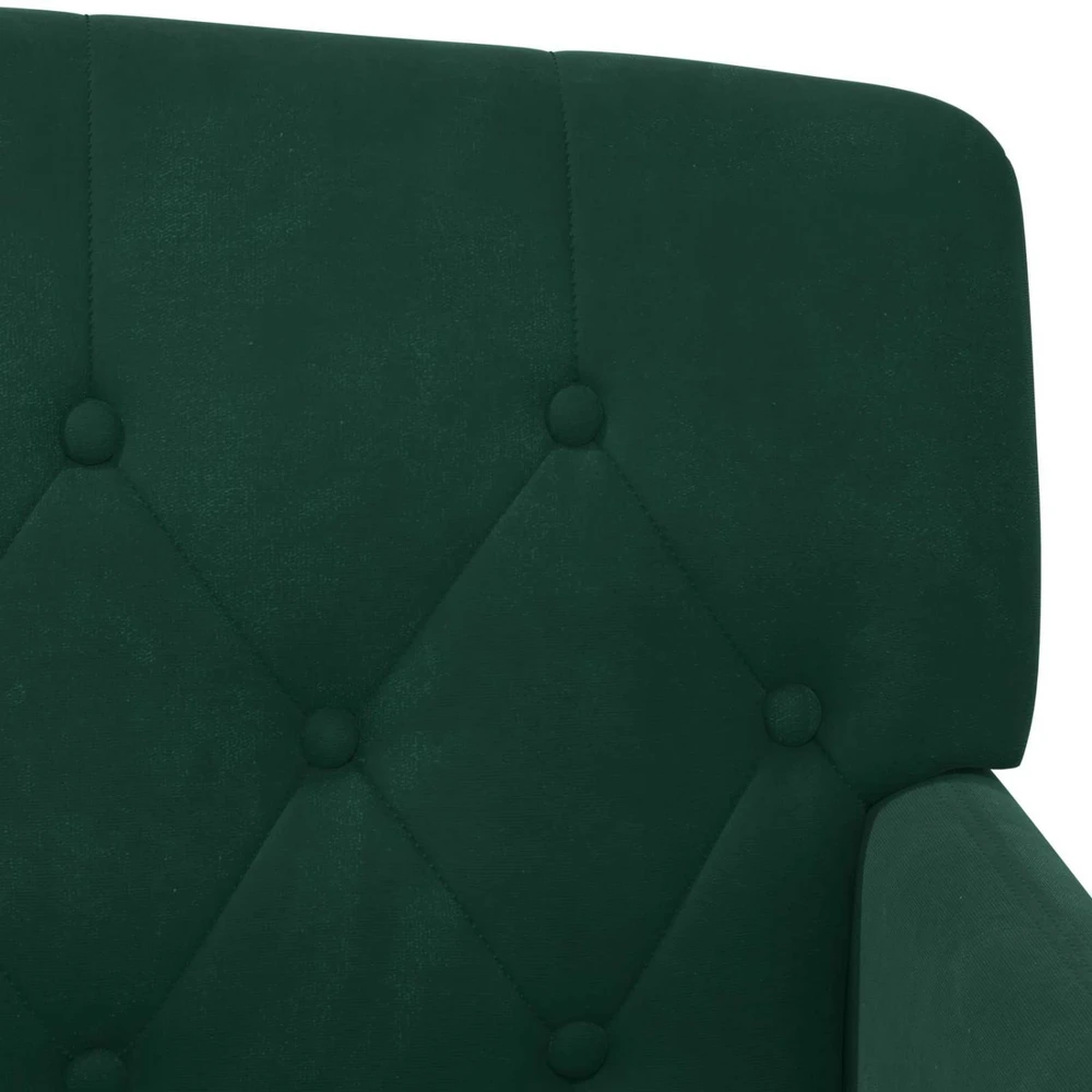 Sofa Minkštas kampas su mygtukų apmušalais Tamsiai žalia Aksomas