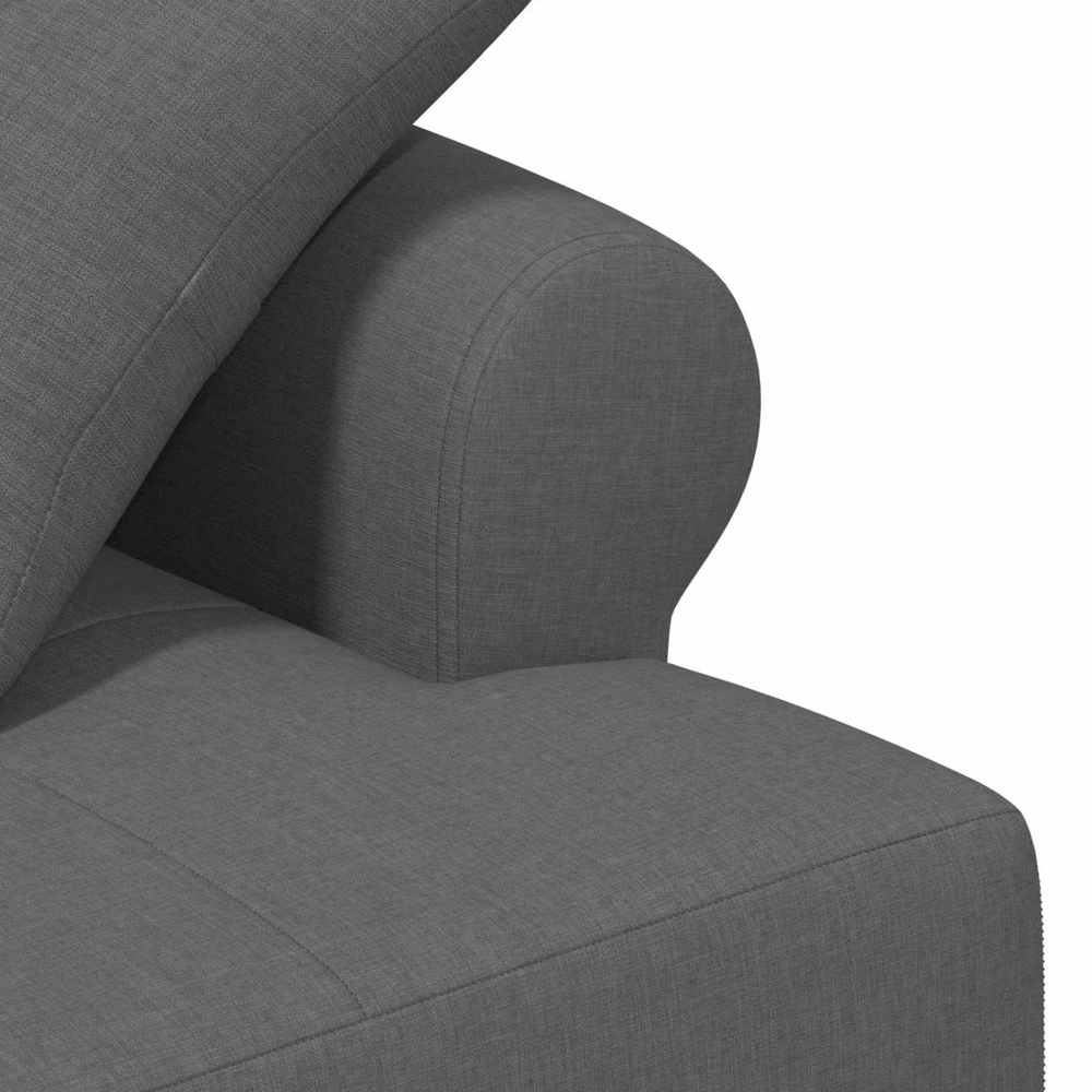 Sofa Minkštas kampas su mygtukų apmušalais Tamsiai pilka Audinys