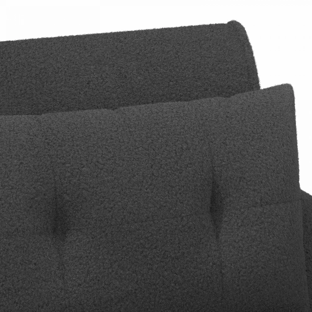 Sofa Minkštas kampas su mygtukų apmušalais Tamsiai pilka Bouclé