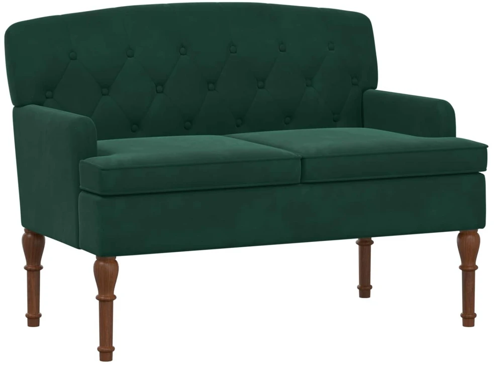 Sofa Minkštas kampas su mygtukų apmušalais Tamsiai žalia Aksomas