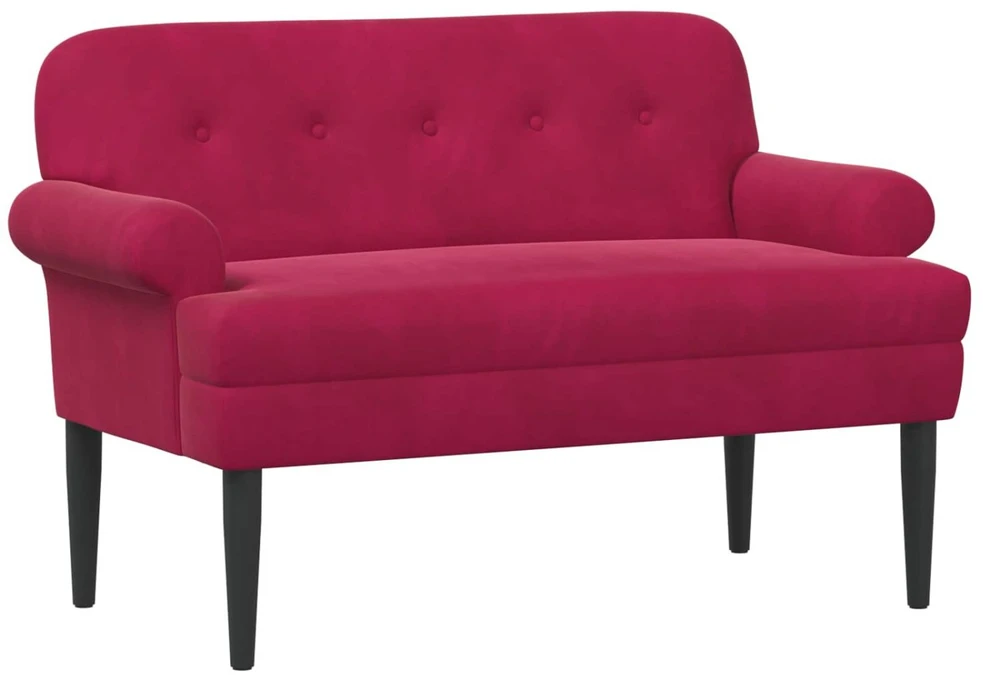 Sofa Minkštas kampas su mygtukų apmušalais Vyno raudona Aksomas