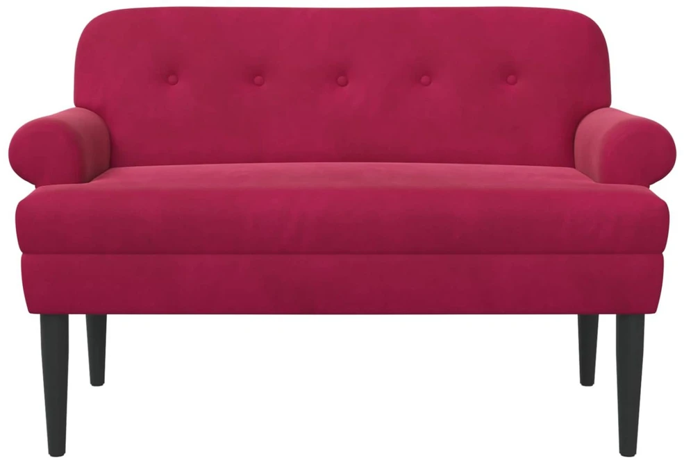 Sofa Minkštas kampas su mygtukų apmušalais Vyno raudona Aksomas