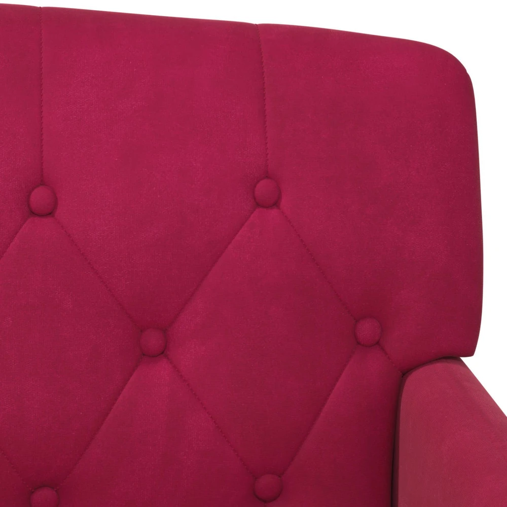 Sofa Minkštas kampas su mygtukų apmušalais Vyno raudona Aksomas