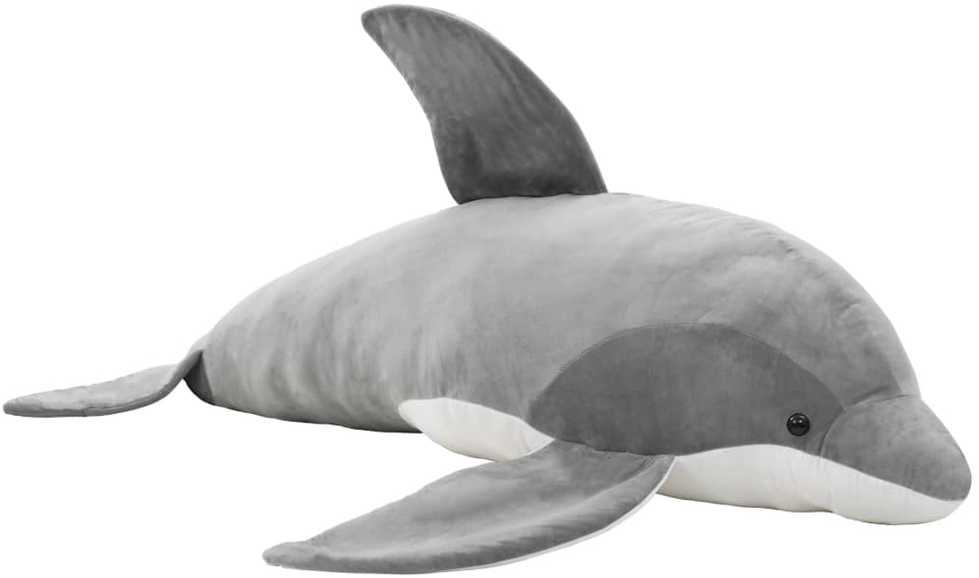 Minkštas žaislinis delfinas, pilkas, pliušinis