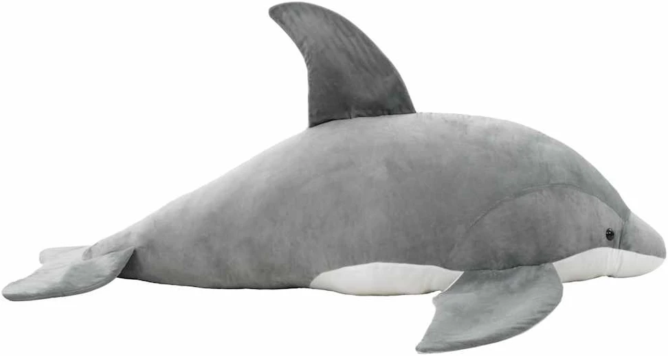 Minkštas žaislinis delfinas, pilkas, pliušinis
