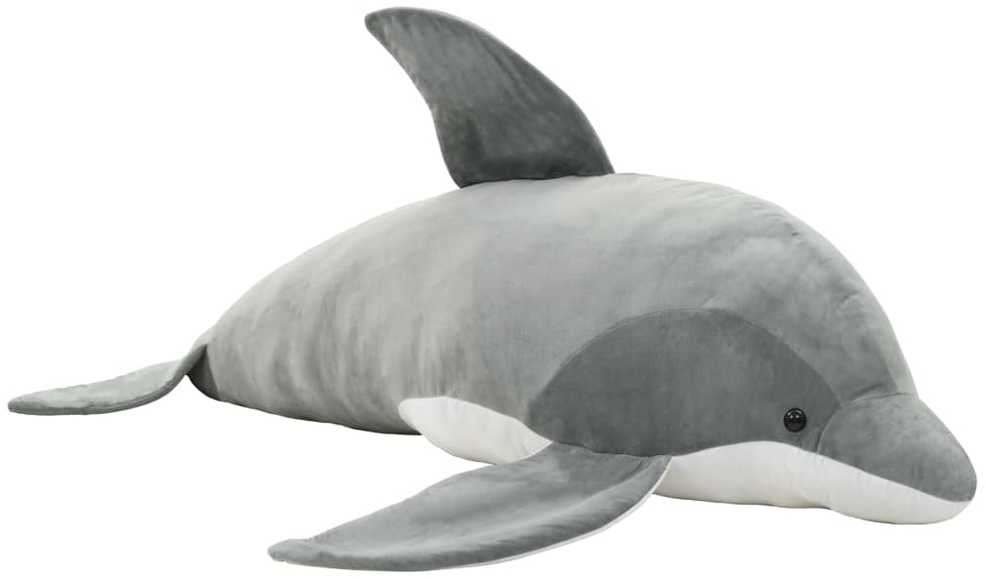 Minkštas žaislinis delfinas, pilkas, pliušinis