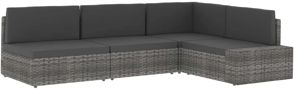 Modulinė dvivietė sofa, juodos spalvos, poliratanas