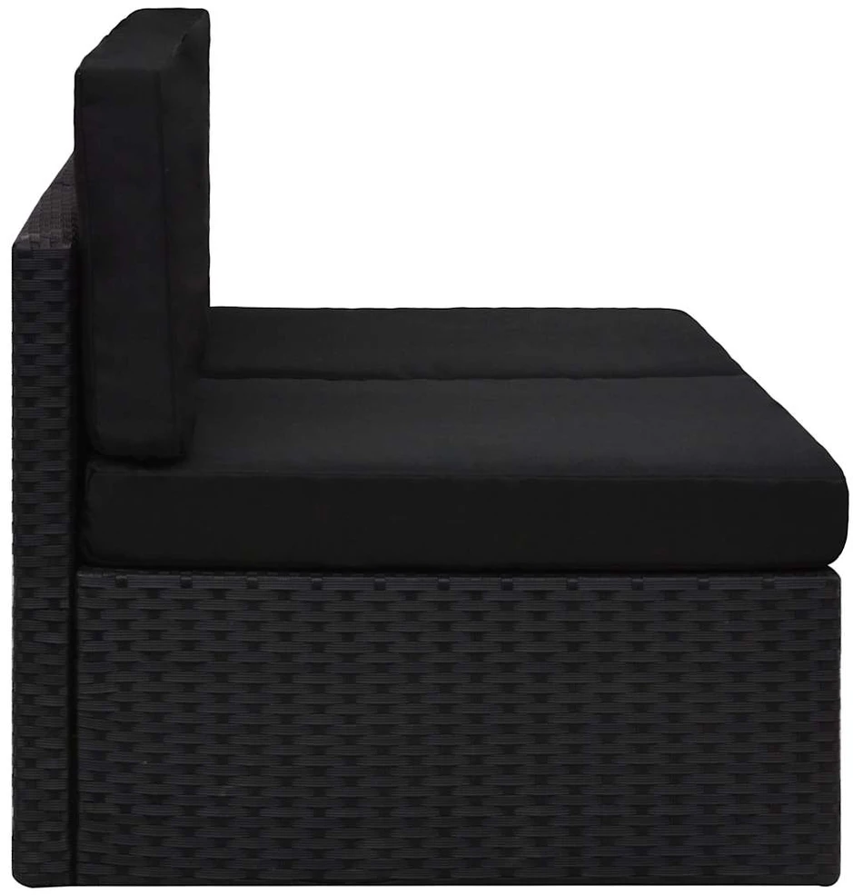 Modulinė dvivietė sofa, juodos spalvos, poliratanas