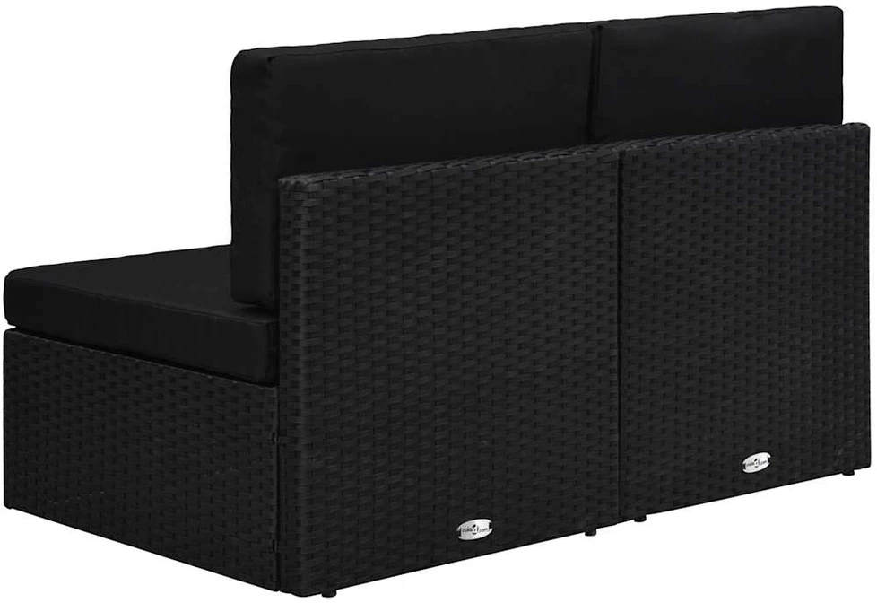 Modulinė dvivietė sofa, juodos spalvos, poliratanas