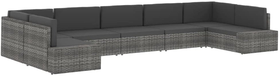 Modulinė dvivietė sofa, juodos spalvos, poliratanas