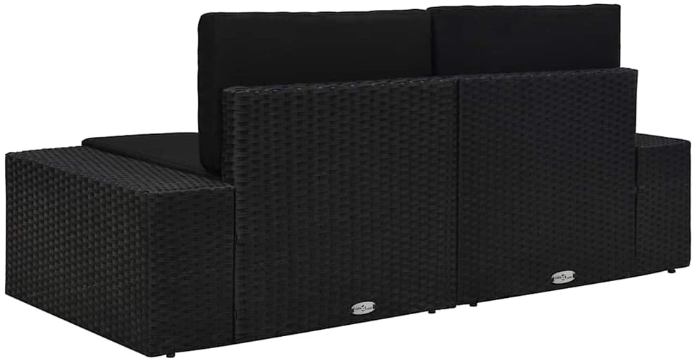 Modulinė dvivietė sofa, juodos spalvos, poliratanas