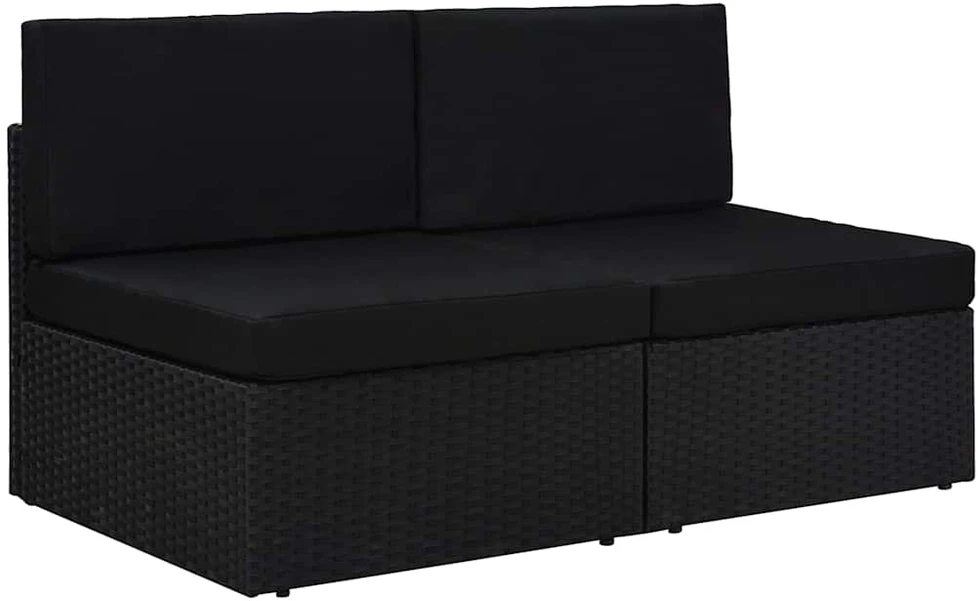 Modulinė dvivietė sofa, juodos spalvos, poliratanas