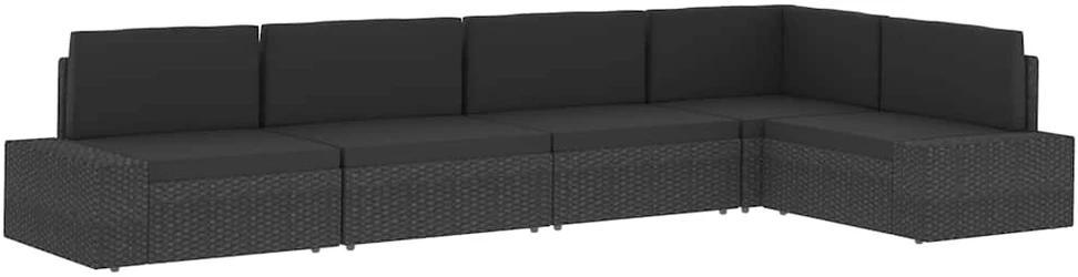 Modulinė dvivietė sofa, juodos spalvos, poliratanas