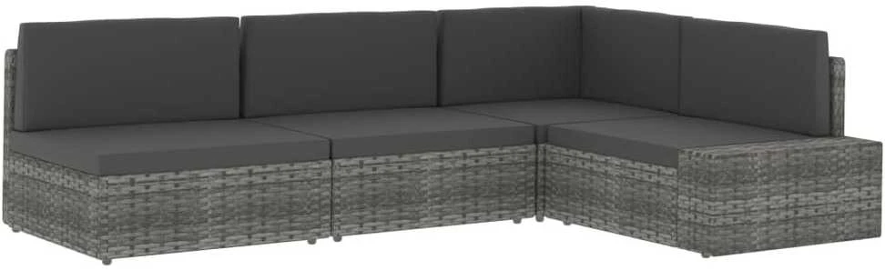 Modulinė dvivietė sofa, pilkos spalvos, poliratanas