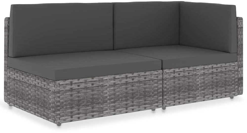 Modulinė dvivietė sofa, pilkos spalvos, poliratanas