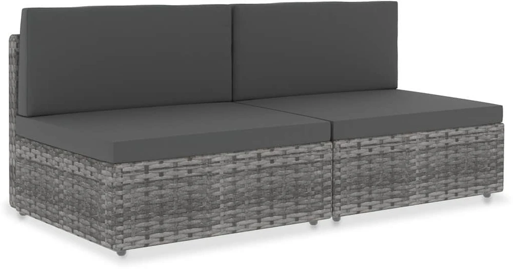 Modulinė dvivietė sofa, pilkos spalvos, poliratanas