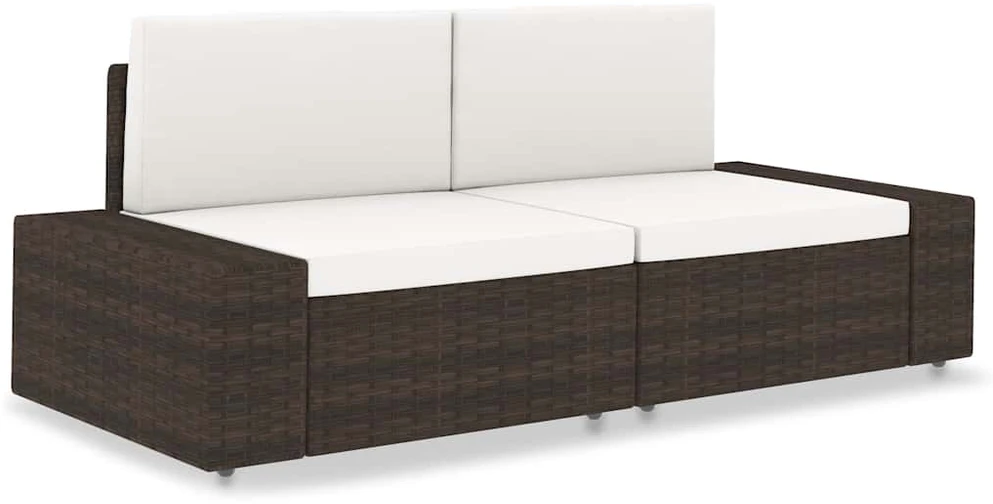 Modulinė dvivietė sofa, rudos spalvos, poliratanas