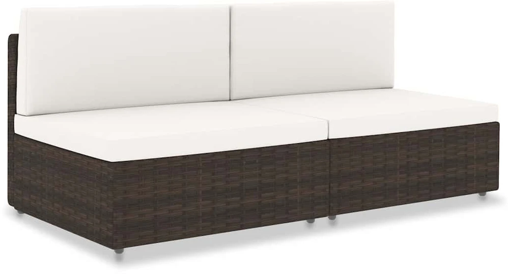 Modulinė dvivietė sofa, rudos spalvos, poliratanas