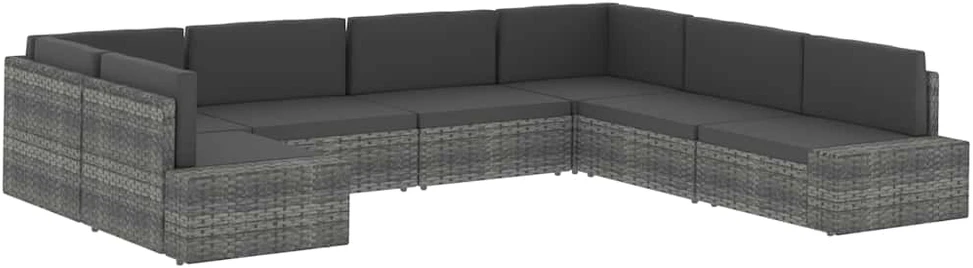 Modulinė kampinė sofa, juodos spalvos, poliratanas
