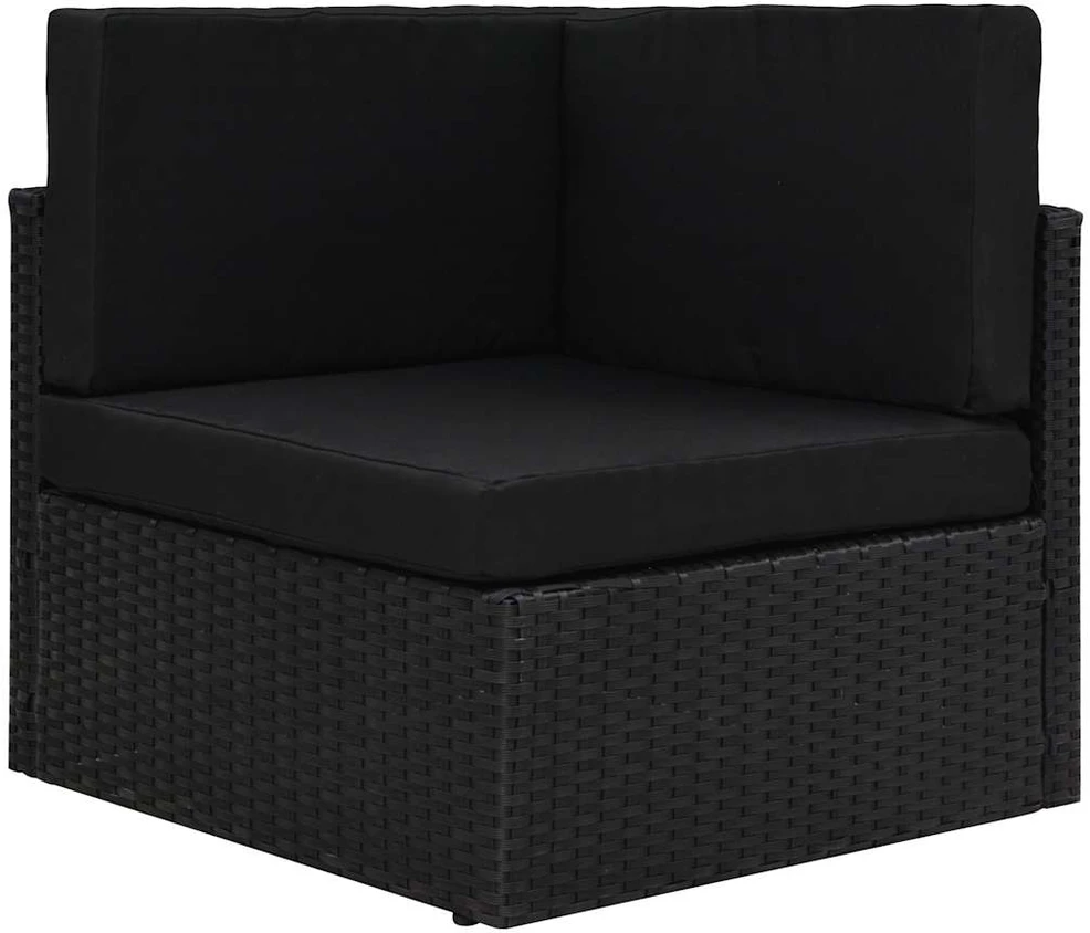 Modulinė kampinė sofa, juodos spalvos, poliratanas