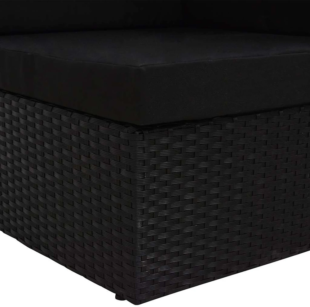 Modulinė kampinė sofa, juodos spalvos, poliratanas