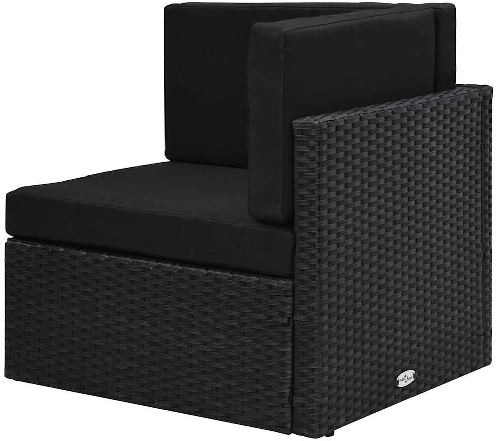 Modulinė kampinė sofa, juodos spalvos, poliratanas