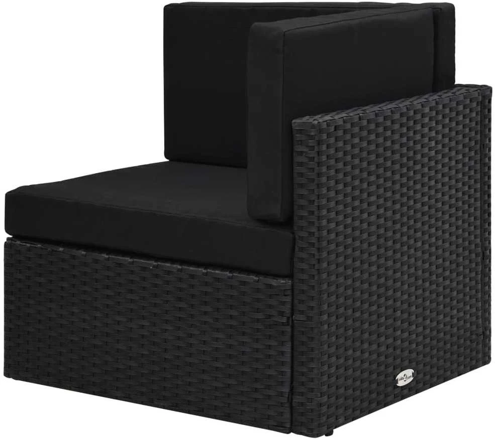 Modulinė kampinė sofa, juodos spalvos, poliratanas