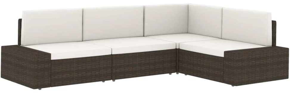 Modulinė kampinė sofa, pilkos spalvos, poliratanas