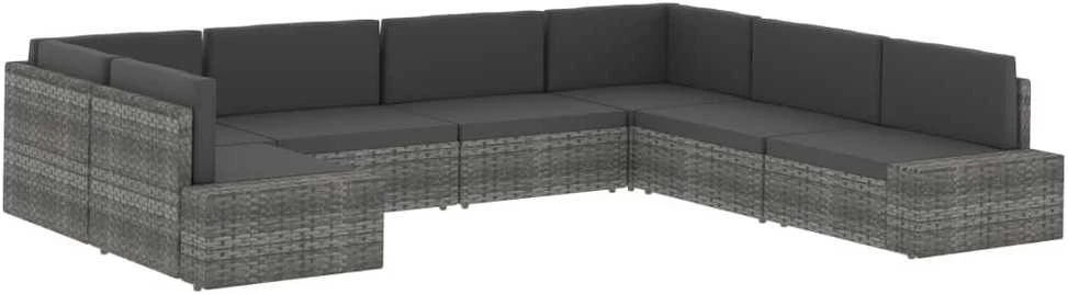 Modulinė kampinė sofa, pilkos spalvos, poliratanas