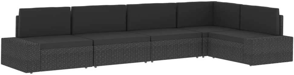 Modulinė kampinė sofa, pilkos spalvos, poliratanas