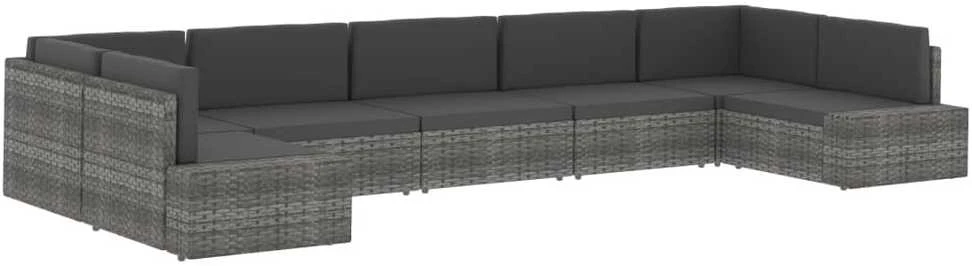 Modulinė kampinė sofa, pilkos spalvos, poliratanas